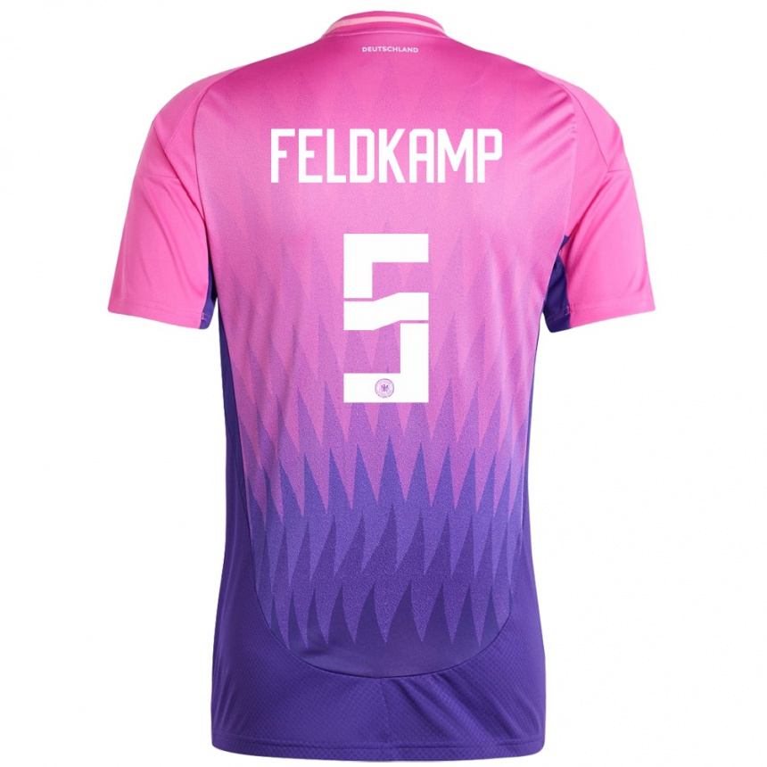 Gyermek Labdarúgás Németország Jana Feldkamp #5 Pink Lila Idegenbeli Jersey 24-26 Mez Póló Ing