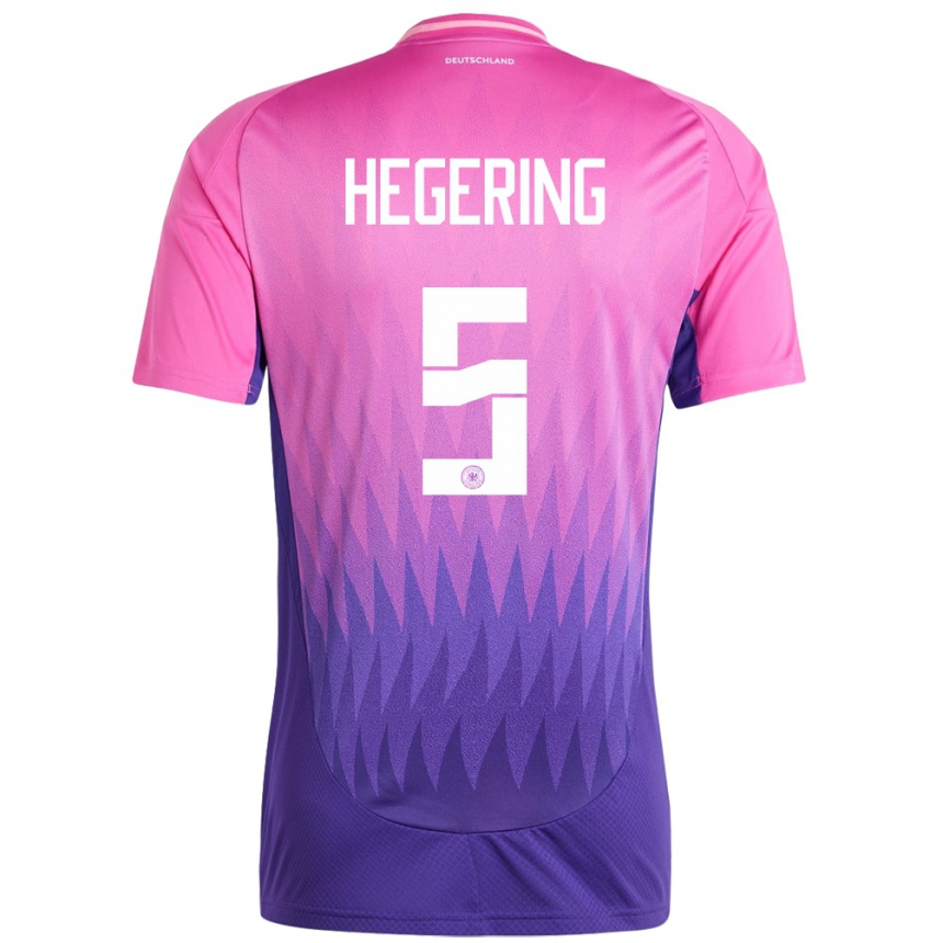 Gyermek Labdarúgás Németország Marina Hegering #5 Pink Lila Idegenbeli Jersey 24-26 Mez Póló Ing