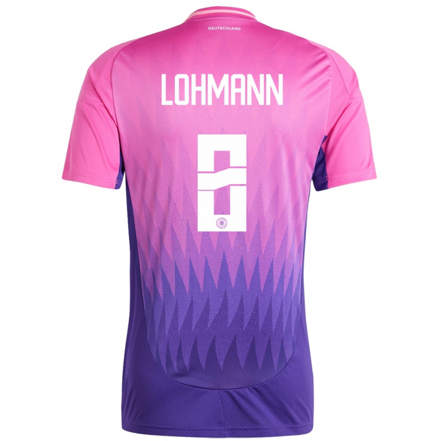 Gyermek Labdarúgás Németország Sydney Lohmann #8 Pink Lila Idegenbeli Jersey 24-26 Mez Póló Ing