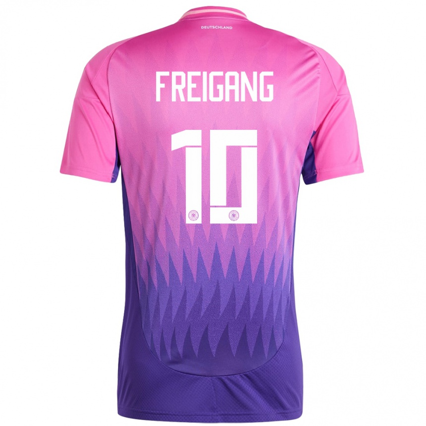 Gyermek Labdarúgás Németország Laura Freigang #10 Pink Lila Idegenbeli Jersey 24-26 Mez Póló Ing