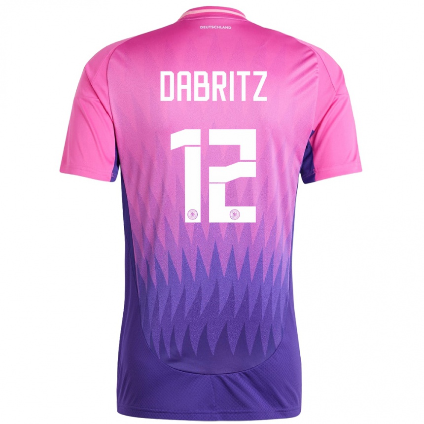 Gyermek Labdarúgás Németország Sara Dabritz #12 Pink Lila Idegenbeli Jersey 24-26 Mez Póló Ing