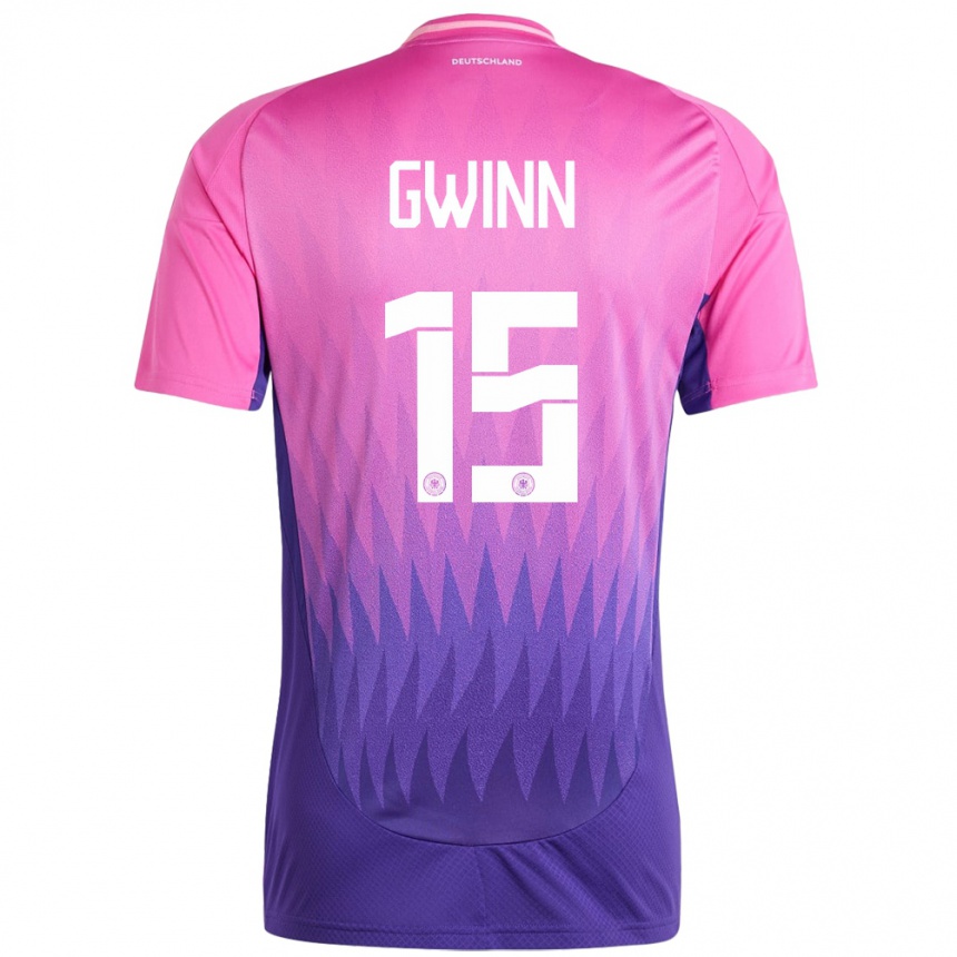 Gyermek Labdarúgás Németország Giulia Gwinn #15 Pink Lila Idegenbeli Jersey 24-26 Mez Póló Ing