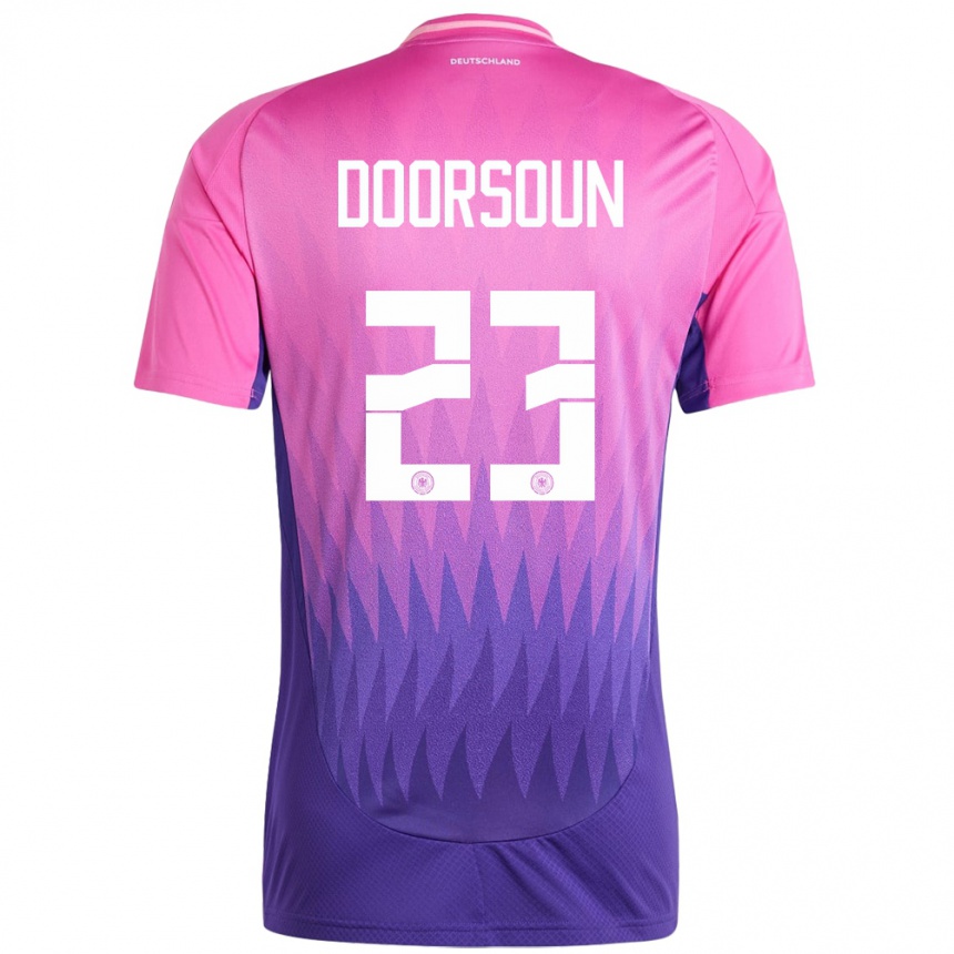 Gyermek Labdarúgás Németország Sara Doorsoun #23 Pink Lila Idegenbeli Jersey 24-26 Mez Póló Ing