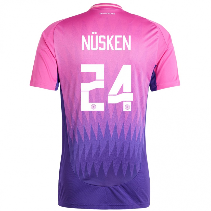 Gyermek Labdarúgás Németország Sjoeke Nusken #24 Pink Lila Idegenbeli Jersey 24-26 Mez Póló Ing