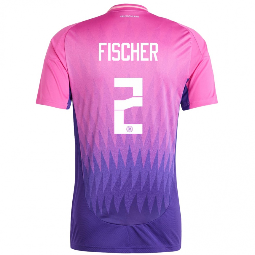 Gyermek Labdarúgás Németország Kilian Fischer #2 Pink Lila Idegenbeli Jersey 24-26 Mez Póló Ing