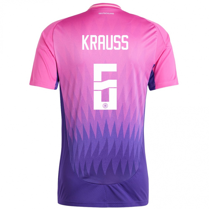 Gyermek Labdarúgás Németország Tom Kraub #6 Pink Lila Idegenbeli Jersey 24-26 Mez Póló Ing