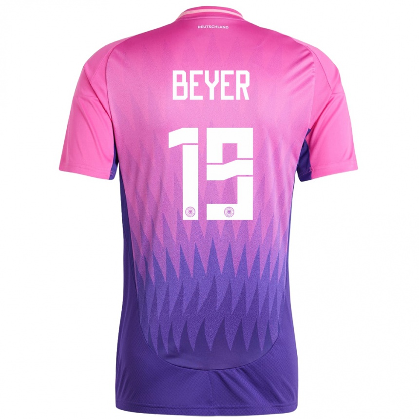 Gyermek Labdarúgás Németország Jordan Beyer #19 Pink Lila Idegenbeli Jersey 24-26 Mez Póló Ing