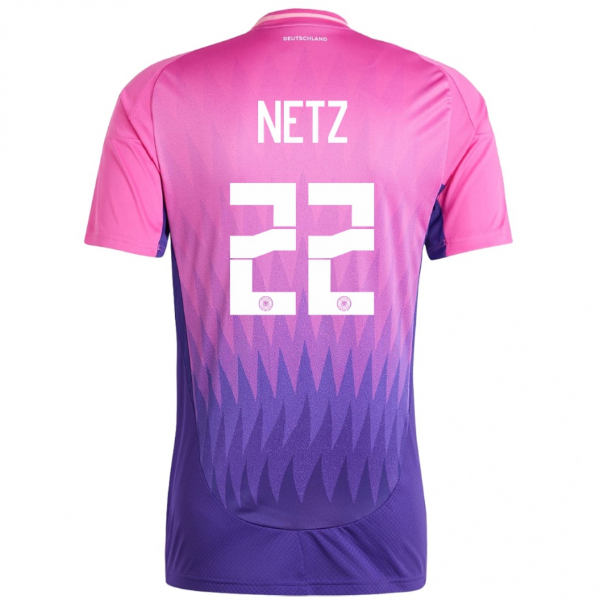 Gyermek Labdarúgás Németország Luca Netz #22 Pink Lila Idegenbeli Jersey 24-26 Mez Póló Ing