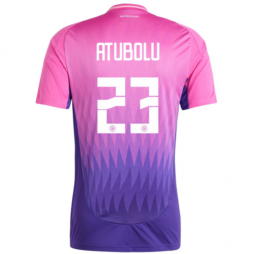 Gyermek Labdarúgás Németország Noah Atubolu #23 Pink Lila Idegenbeli Jersey 24-26 Mez Póló Ing