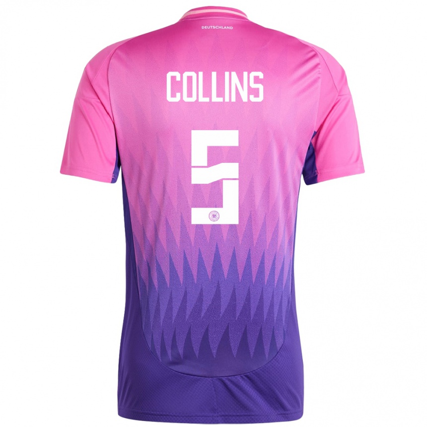 Gyermek Labdarúgás Németország Nnamdi Collins #5 Pink Lila Idegenbeli Jersey 24-26 Mez Póló Ing