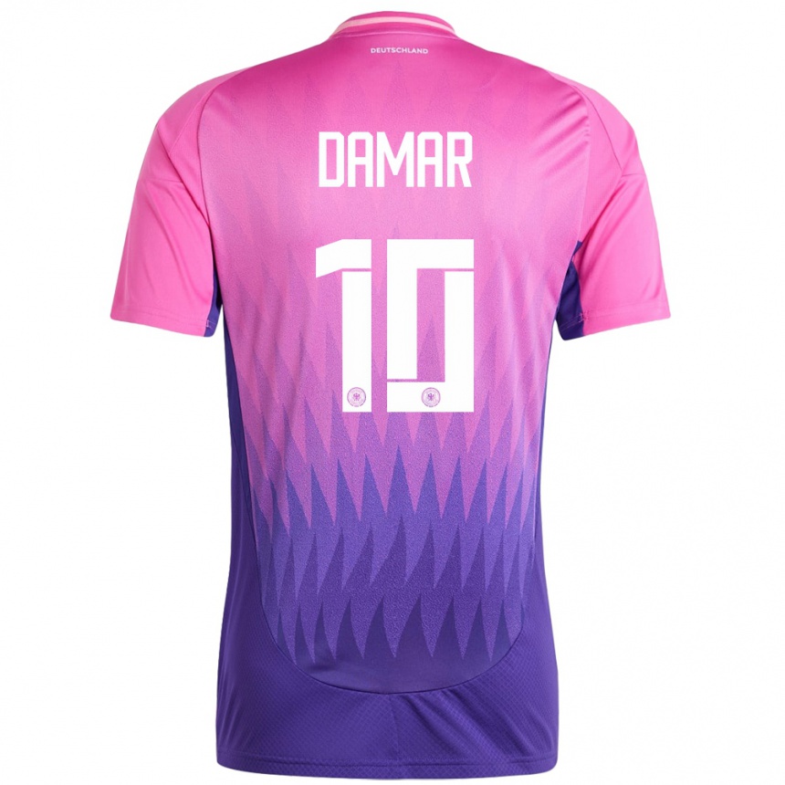 Gyermek Labdarúgás Németország Muhammed Damar #10 Pink Lila Idegenbeli Jersey 24-26 Mez Póló Ing