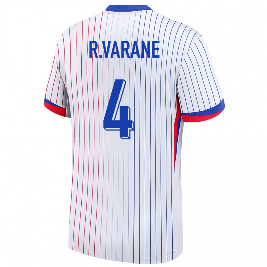 Gyermek Labdarúgás Franciaország Raphael Varane #4 Fehér Idegenbeli Jersey 24-26 Mez Póló Ing