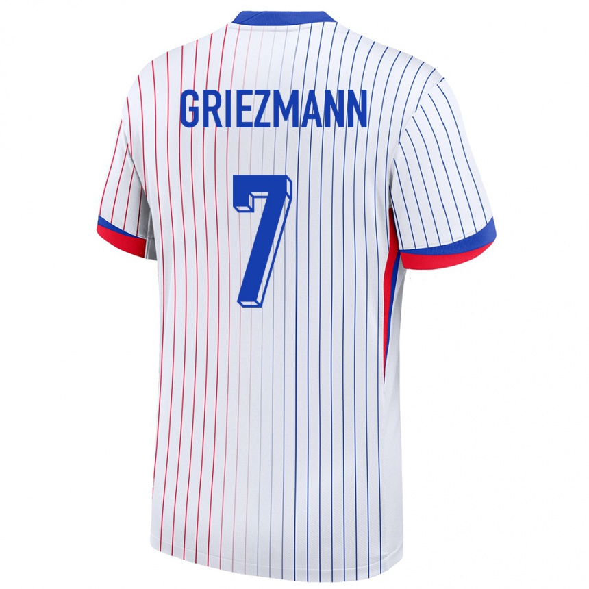 Gyermek Labdarúgás Franciaország Antoine Griezmann #7 Fehér Idegenbeli Jersey 24-26 Mez Póló Ing