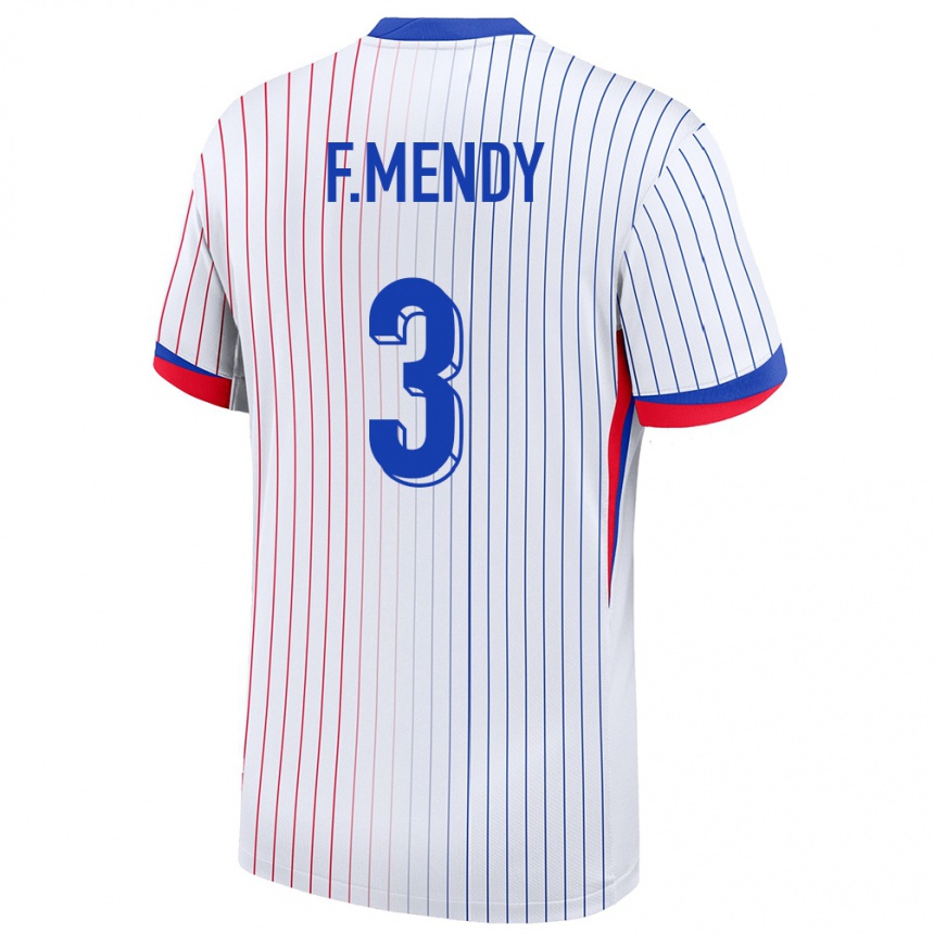 Gyermek Labdarúgás Franciaország Ferland Mendy #3 Fehér Idegenbeli Jersey 24-26 Mez Póló Ing