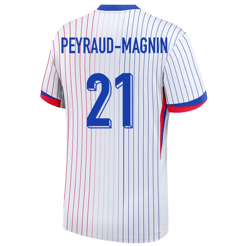 Gyermek Labdarúgás Franciaország Pauline Peyraud Magnin #21 Fehér Idegenbeli Jersey 24-26 Mez Póló Ing