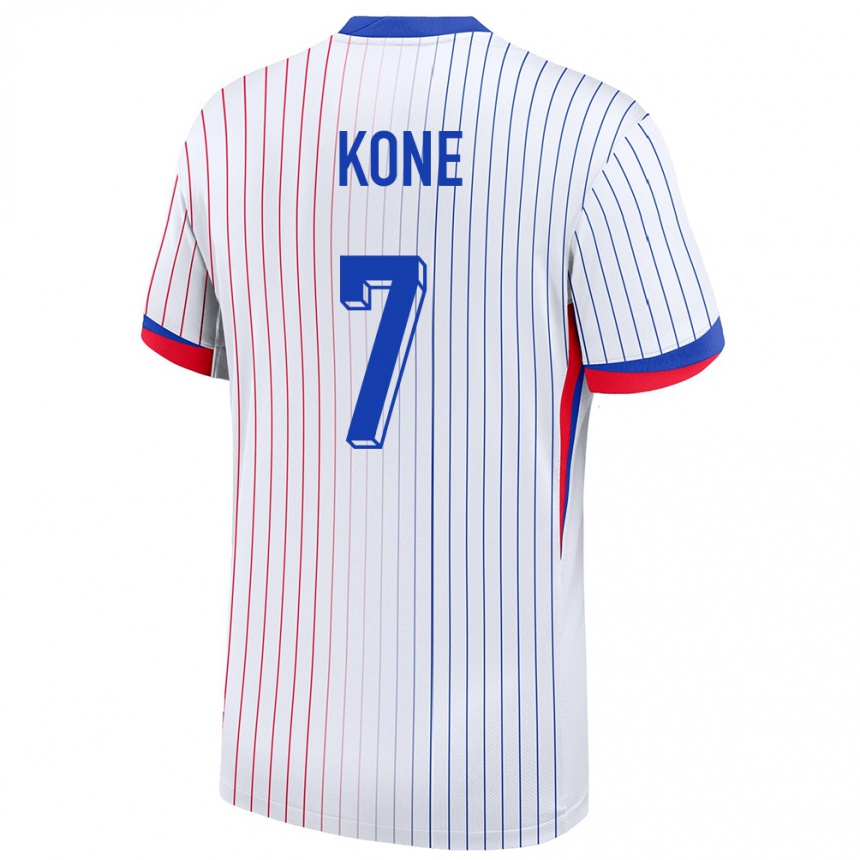 Gyermek Labdarúgás Franciaország Kouadio Kone #7 Fehér Idegenbeli Jersey 24-26 Mez Póló Ing