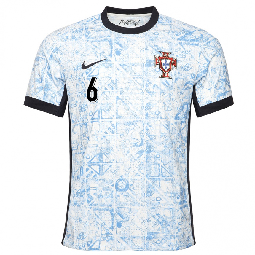 Gyermek Labdarúgás Portugália Vasco Santos #6 Krémkék Idegenbeli Jersey 24-26 Mez Póló Ing