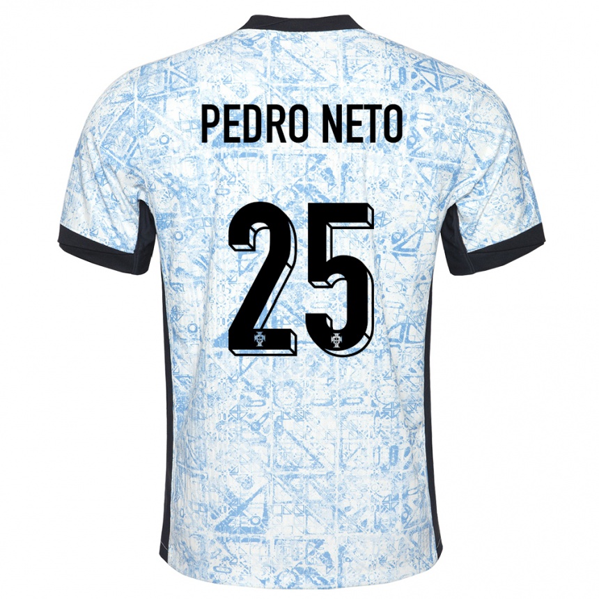 Gyermek Labdarúgás Portugália Pedro Neto #25 Krémkék Idegenbeli Jersey 24-26 Mez Póló Ing