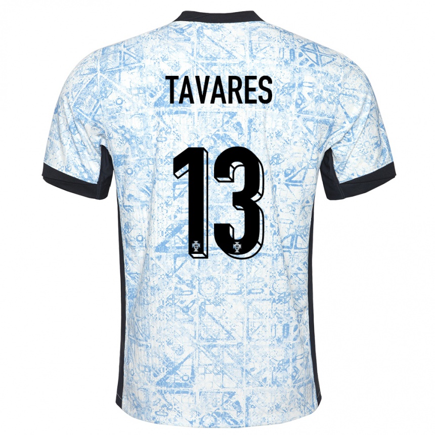 Gyermek Labdarúgás Portugália Nuno Tavares #13 Krémkék Idegenbeli Jersey 24-26 Mez Póló Ing