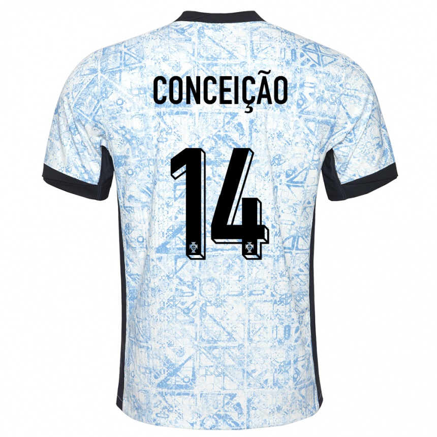 Gyermek Labdarúgás Portugália Rodrigo Conceicao #14 Krémkék Idegenbeli Jersey 24-26 Mez Póló Ing