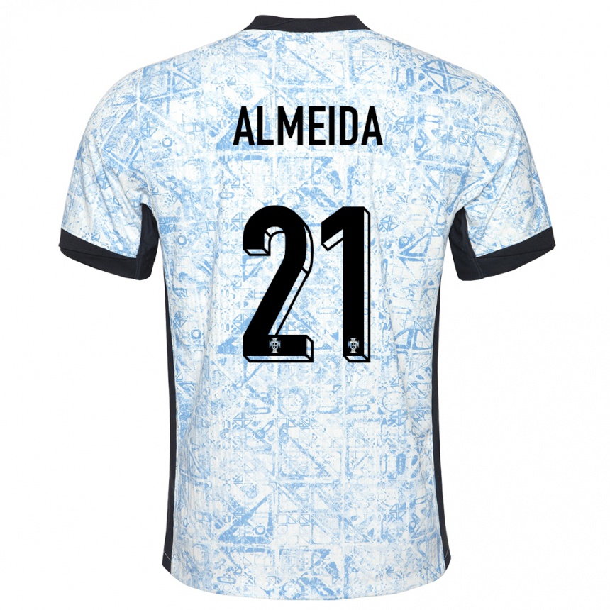 Gyermek Labdarúgás Portugália Andre Almeida #21 Krémkék Idegenbeli Jersey 24-26 Mez Póló Ing