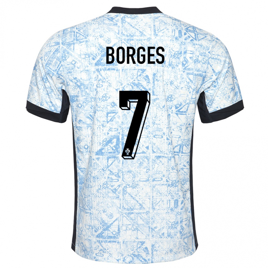 Gyermek Labdarúgás Portugália Carlos Borges #7 Krémkék Idegenbeli Jersey 24-26 Mez Póló Ing