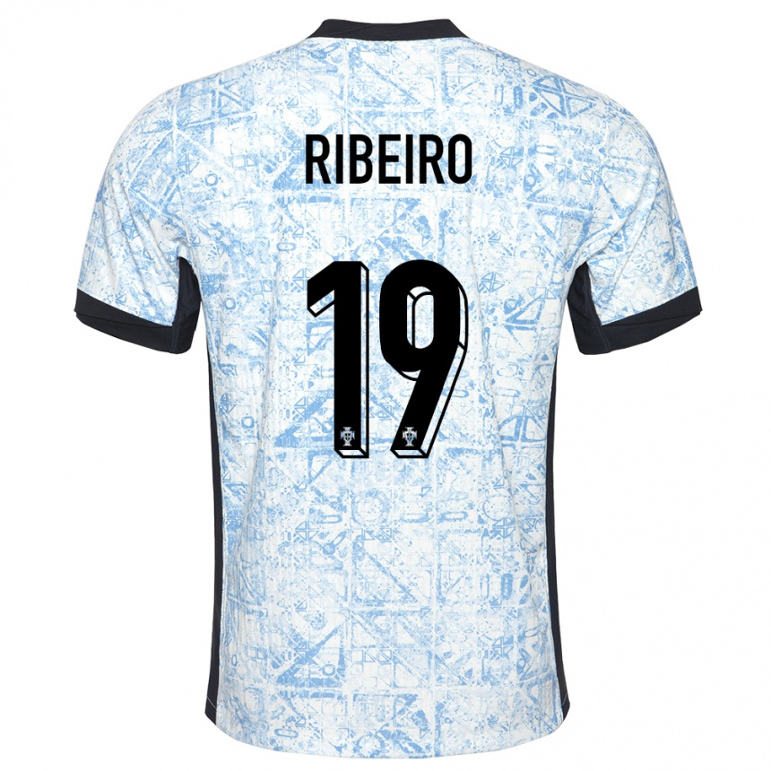 Gyermek Labdarúgás Portugália Rodrigo Ribeiro #19 Krémkék Idegenbeli Jersey 24-26 Mez Póló Ing