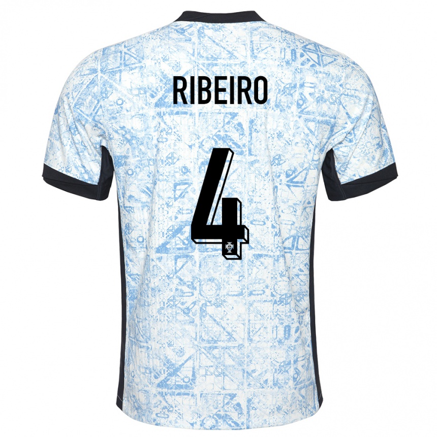 Gyermek Labdarúgás Portugália Ricardo Ribeiro #4 Krémkék Idegenbeli Jersey 24-26 Mez Póló Ing