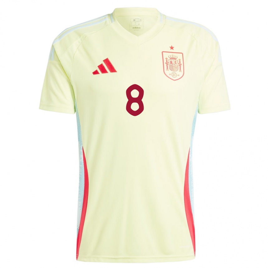 Gyermek Labdarúgás Spanyolország Andrea Falcon #8 Sárga Idegenbeli Jersey 24-26 Mez Póló Ing