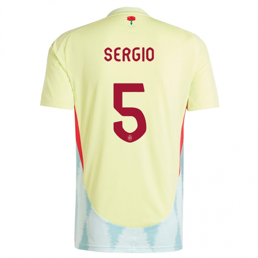 Gyermek Labdarúgás Spanyolország Sergio Busquets #5 Sárga Idegenbeli Jersey 24-26 Mez Póló Ing