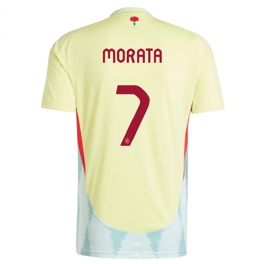 Gyermek Labdarúgás Spanyolország Alvaro Morata #7 Sárga Idegenbeli Jersey 24-26 Mez Póló Ing