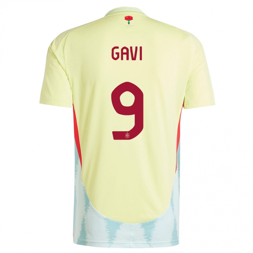 Gyermek Labdarúgás Spanyolország Gavi #9 Sárga Idegenbeli Jersey 24-26 Mez Póló Ing