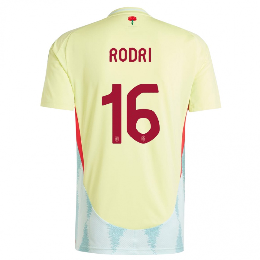 Gyermek Labdarúgás Spanyolország Rodri #16 Sárga Idegenbeli Jersey 24-26 Mez Póló Ing