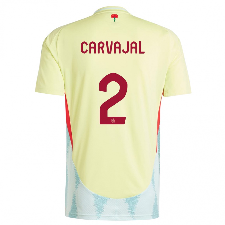 Gyermek Labdarúgás Spanyolország Daniel Carvajal #2 Sárga Idegenbeli Jersey 24-26 Mez Póló Ing