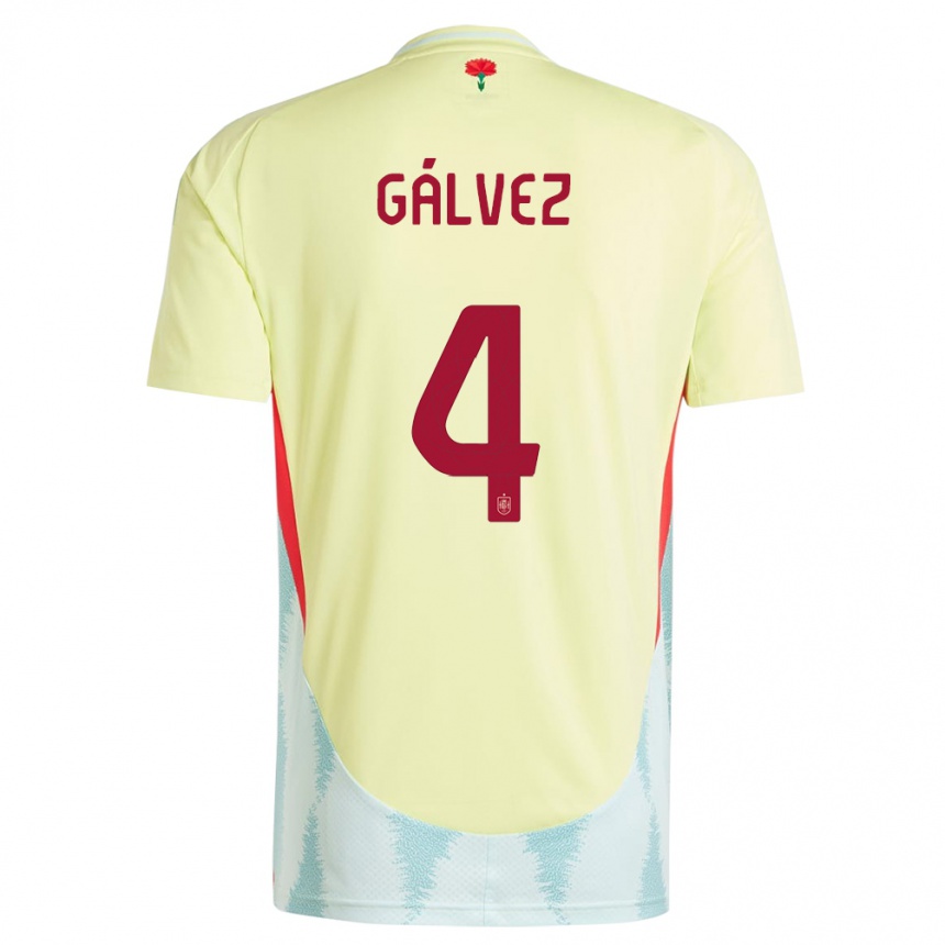 Gyermek Labdarúgás Spanyolország Rocio Galvez #4 Sárga Idegenbeli Jersey 24-26 Mez Póló Ing