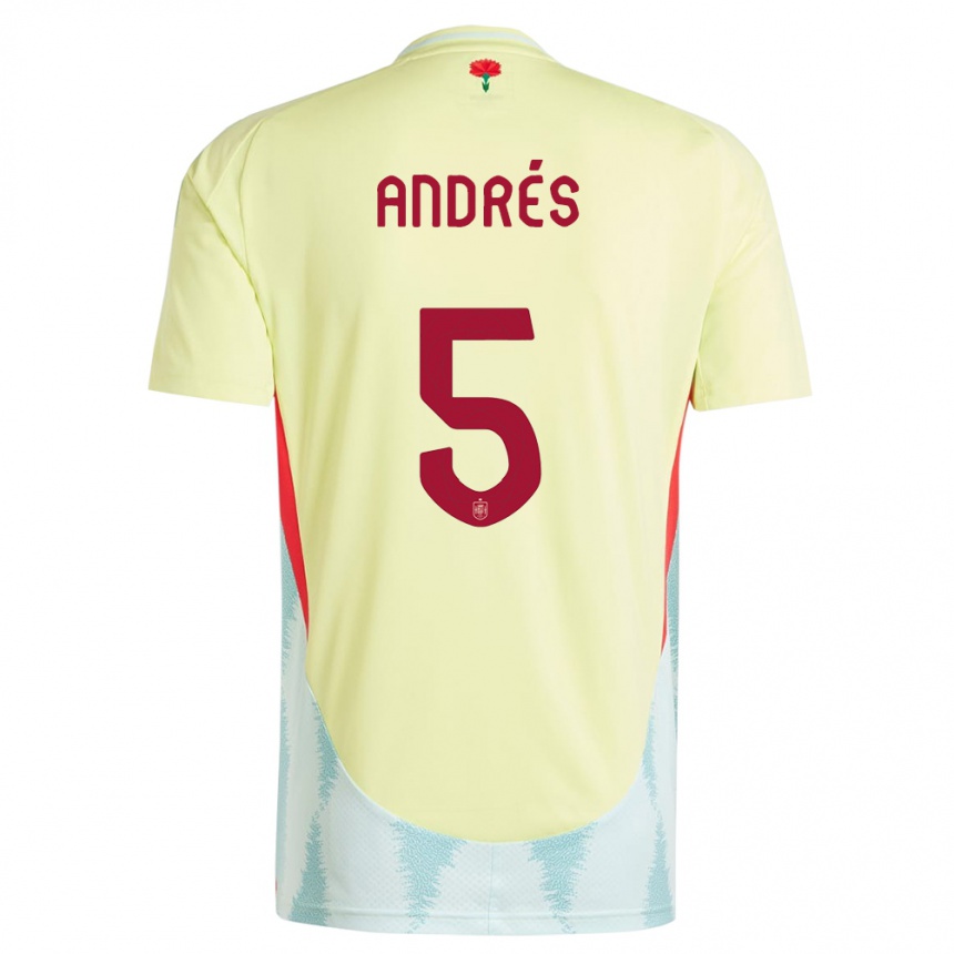 Gyermek Labdarúgás Spanyolország Ivana Andres #5 Sárga Idegenbeli Jersey 24-26 Mez Póló Ing