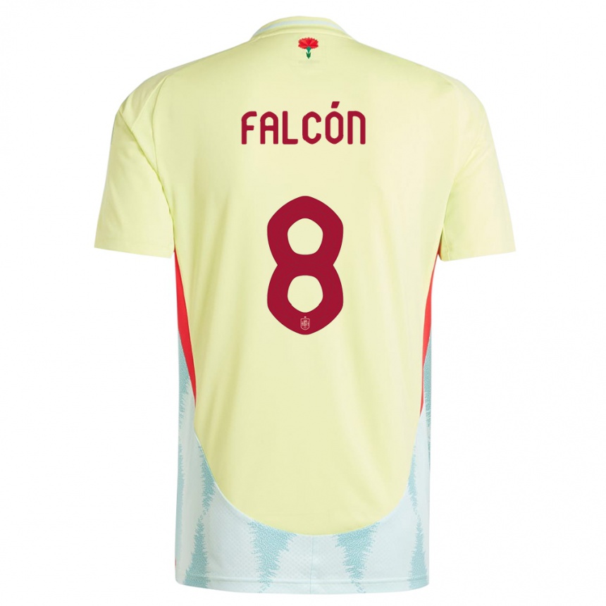 Gyermek Labdarúgás Spanyolország Andrea Falcon #8 Sárga Idegenbeli Jersey 24-26 Mez Póló Ing