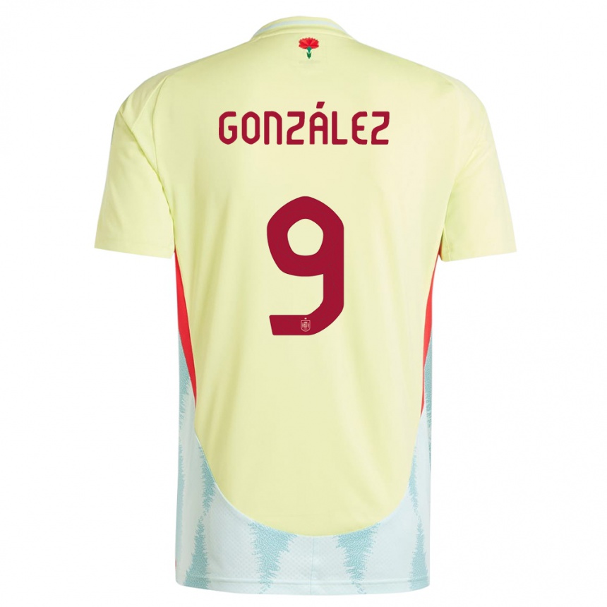 Gyermek Labdarúgás Spanyolország Esther Gonzalez #9 Sárga Idegenbeli Jersey 24-26 Mez Póló Ing