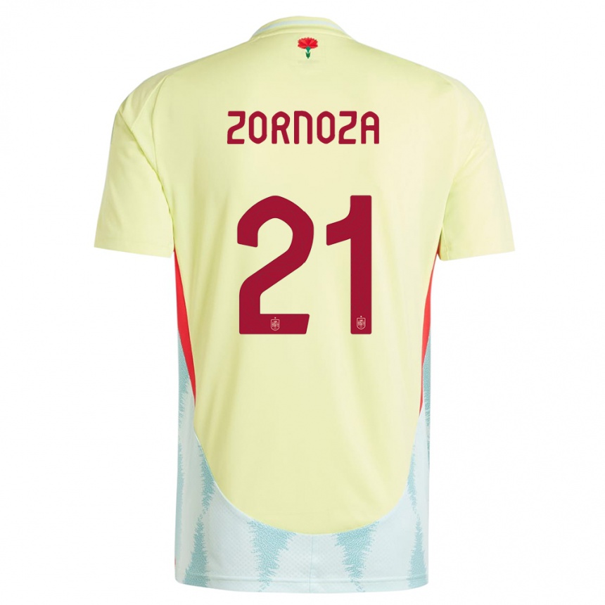 Gyermek Labdarúgás Spanyolország Claudia Zornoza #21 Sárga Idegenbeli Jersey 24-26 Mez Póló Ing