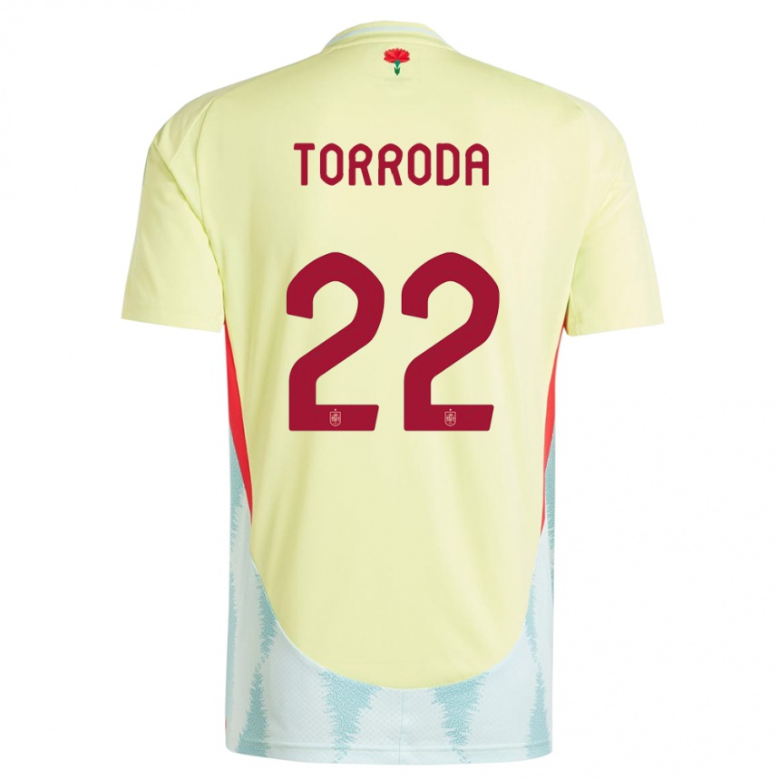 Gyermek Labdarúgás Spanyolország Anna Torroda #22 Sárga Idegenbeli Jersey 24-26 Mez Póló Ing