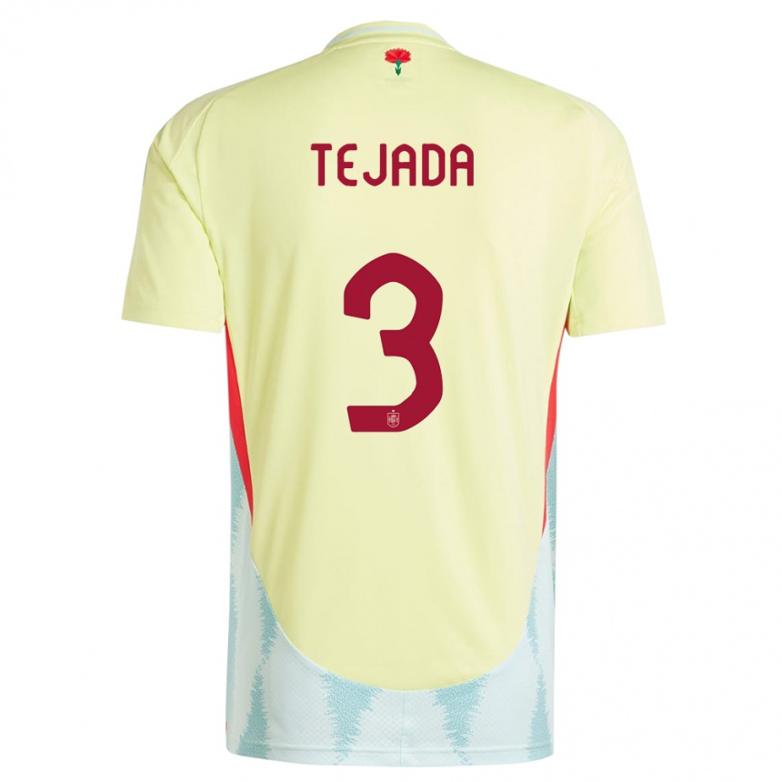 Gyermek Labdarúgás Spanyolország Ana Tejada #3 Sárga Idegenbeli Jersey 24-26 Mez Póló Ing