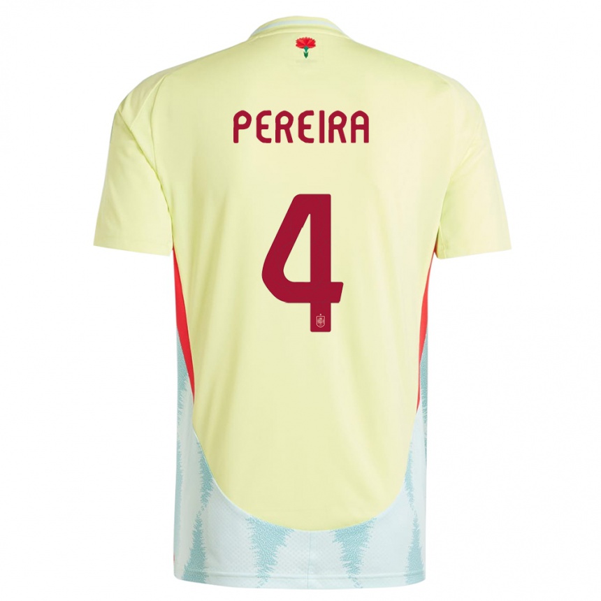 Gyermek Labdarúgás Spanyolország Andrea Pereira #4 Sárga Idegenbeli Jersey 24-26 Mez Póló Ing