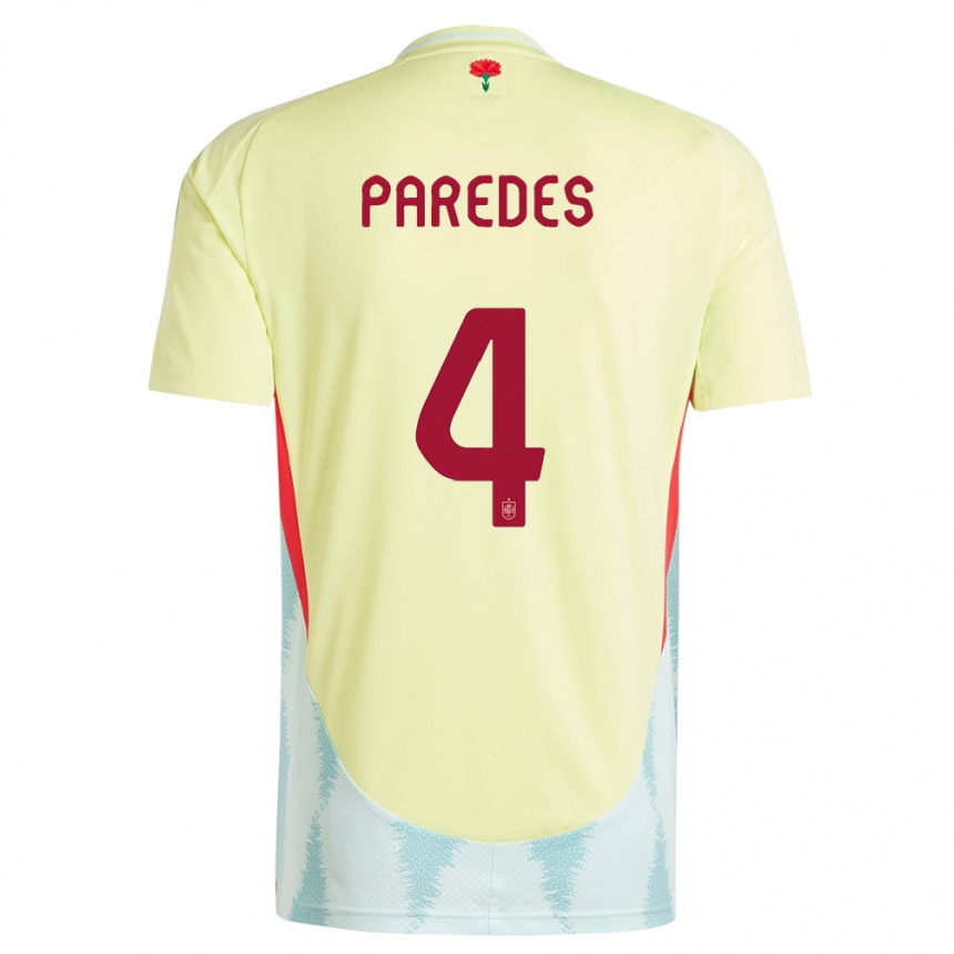 Gyermek Labdarúgás Spanyolország Irene Paredes #4 Sárga Idegenbeli Jersey 24-26 Mez Póló Ing