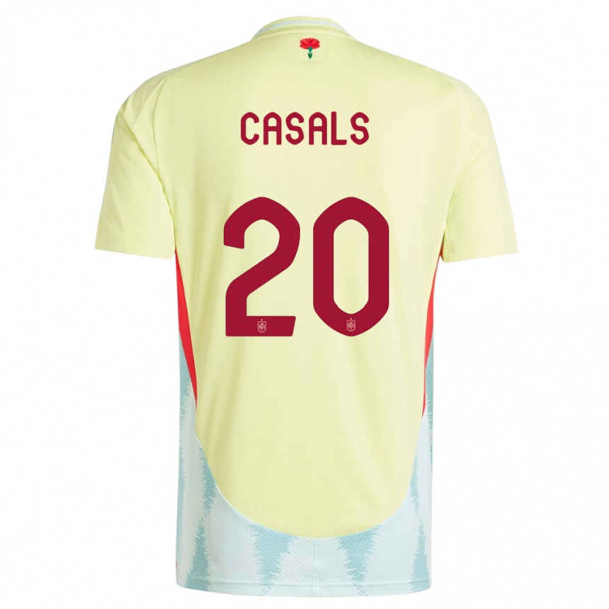 Gyermek Labdarúgás Spanyolország Joel Casals #20 Sárga Idegenbeli Jersey 24-26 Mez Póló Ing