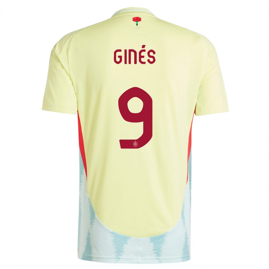 Gyermek Labdarúgás Spanyolország Alvaro Gines #9 Sárga Idegenbeli Jersey 24-26 Mez Póló Ing