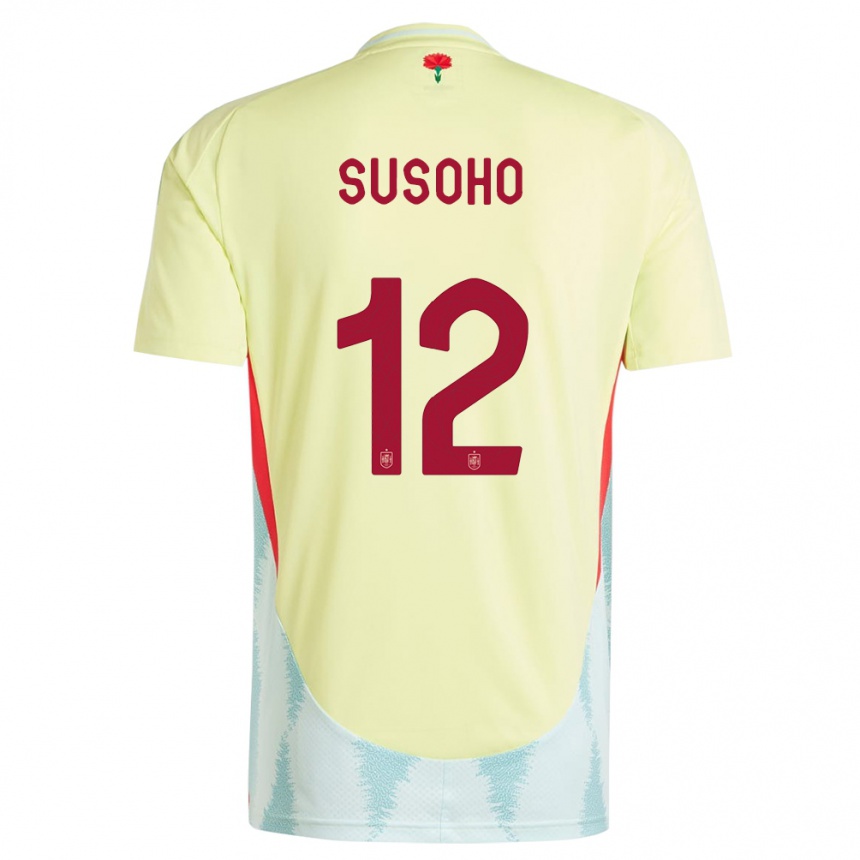 Gyermek Labdarúgás Spanyolország Mahamadou Susoho #12 Sárga Idegenbeli Jersey 24-26 Mez Póló Ing