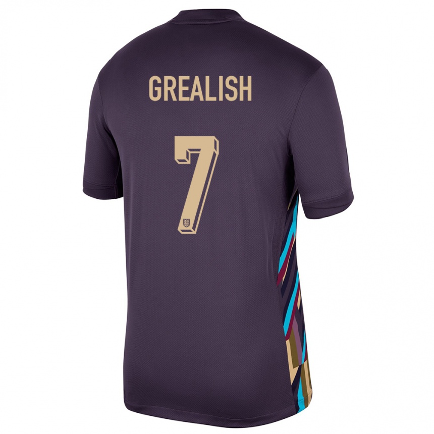 Gyermek Labdarúgás Anglia Jack Grealish #7 Sötét Mazsola Idegenbeli Jersey 24-26 Mez Póló Ing