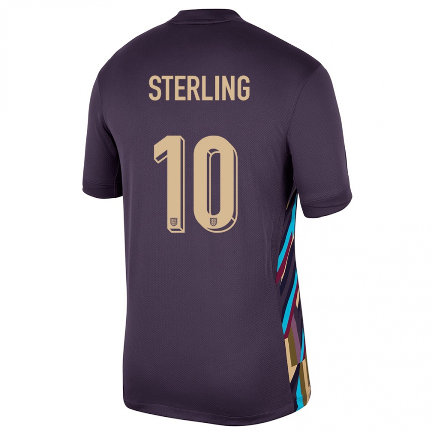 Gyermek Labdarúgás Anglia Raheem Sterling #10 Sötét Mazsola Idegenbeli Jersey 24-26 Mez Póló Ing