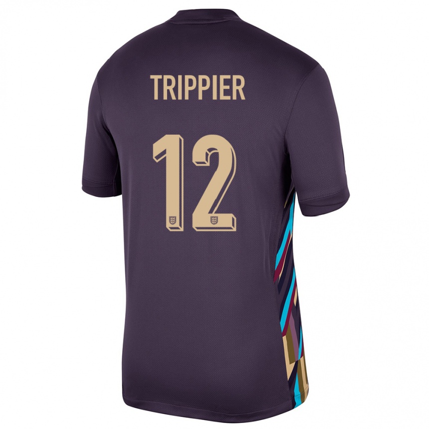 Gyermek Labdarúgás Anglia Kieran Trippier #12 Sötét Mazsola Idegenbeli Jersey 24-26 Mez Póló Ing