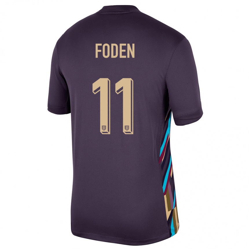 Gyermek Labdarúgás Anglia Phil Foden #11 Sötét Mazsola Idegenbeli Jersey 24-26 Mez Póló Ing